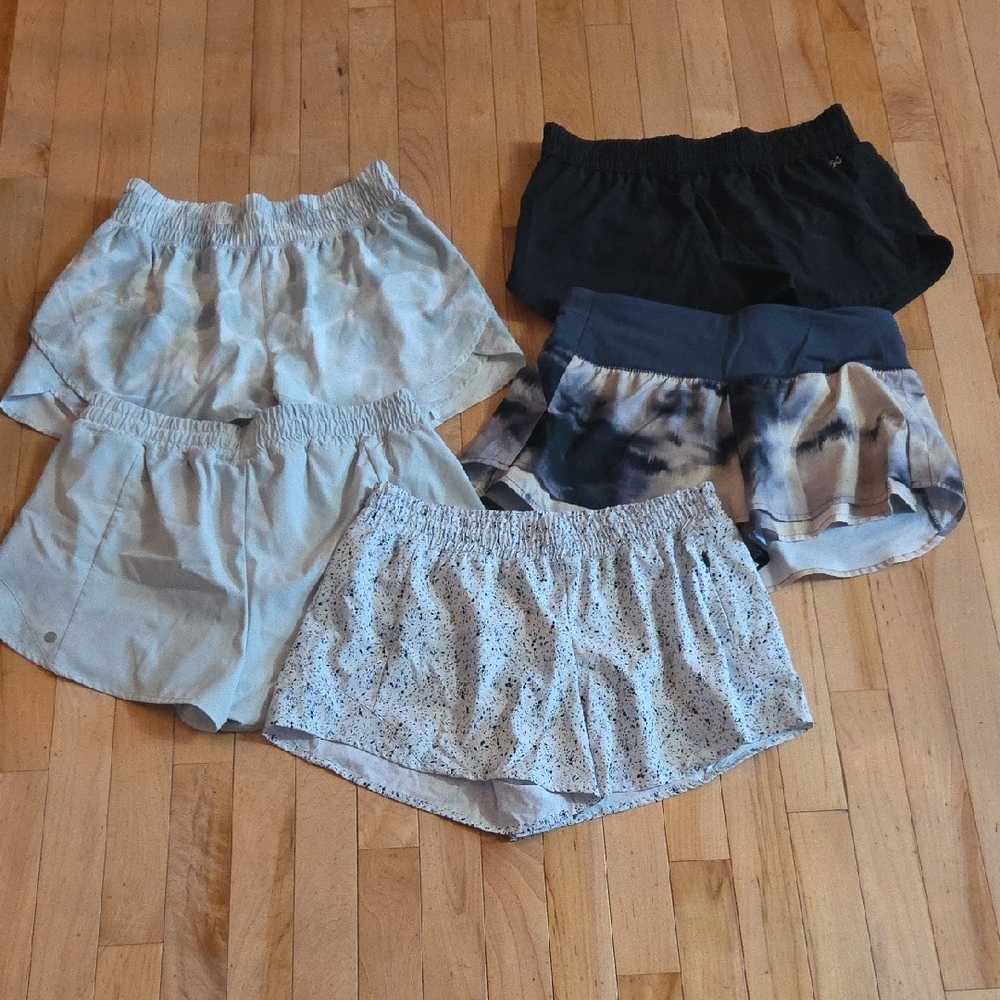 Stylish Women's Athletic Shorts Set - Black, Gray, and Patterned